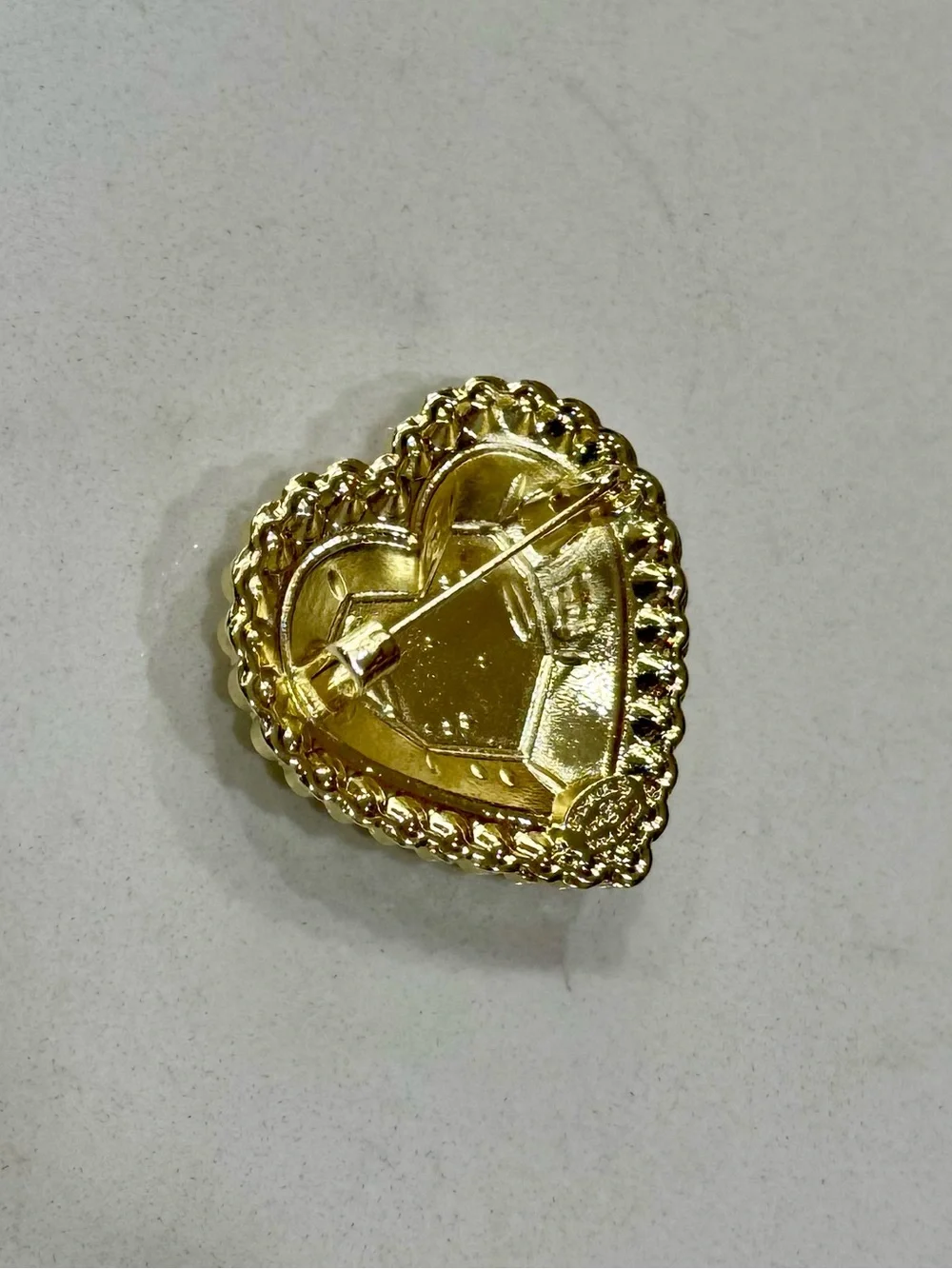 CHANEL Heart Logo Crystal Brooch